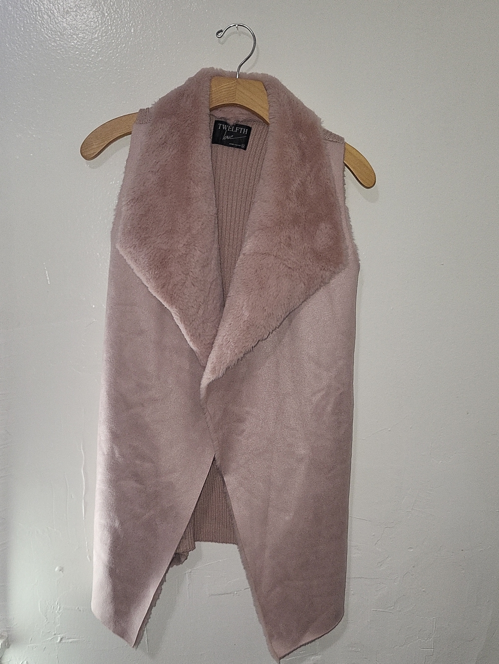 Twelfth Street Blush Faux-Shearling Draped Vest